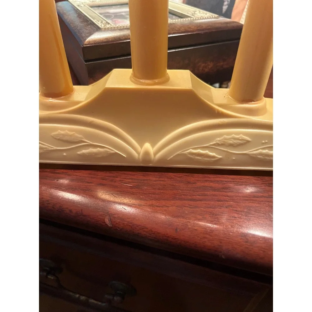 Vintage 5 Light Electric Christmas Candelabra Window Candolier Cream Holly Base